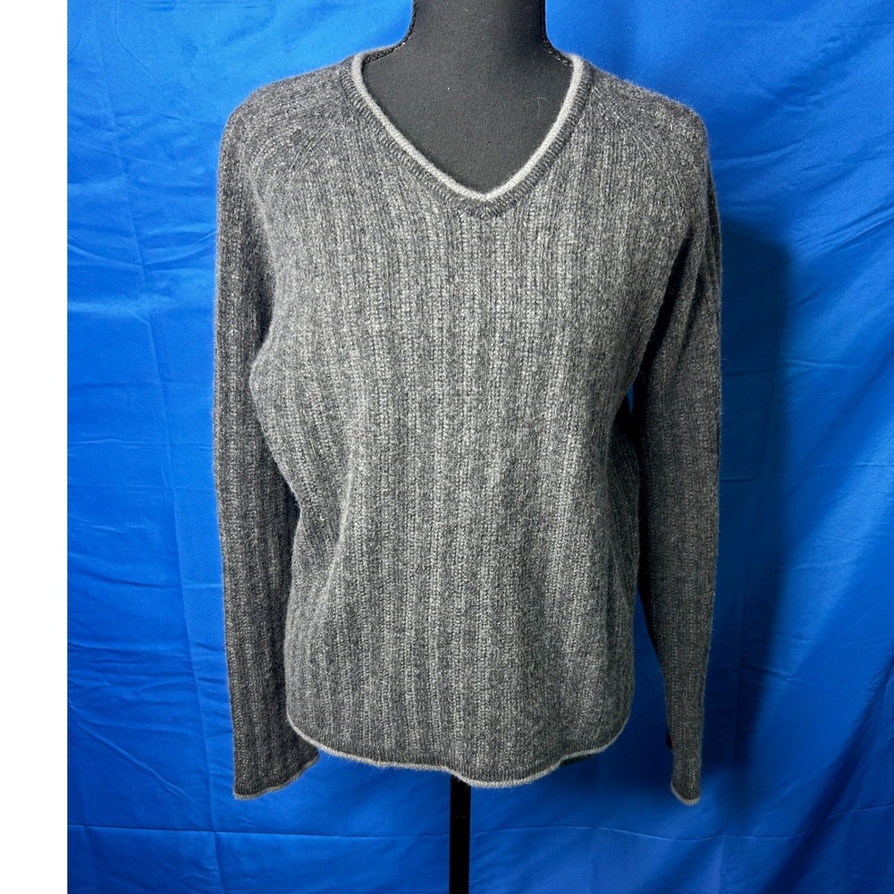 Columbia Womens Gray Lamb Wool Angora Rabbit Sweater Sz L Minimalist Grunge 90s